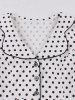 Polka Dots Print Lapel Collar Buttons Vintage Dress -  