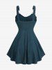 Plus Size Ruffles Ruched Chain Panel Silk Waist Ribbed Textured Buckle Tank Top -  