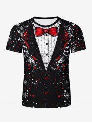 T-shirt de Noël Motif Flocon de Neige et de Nœud Papillon de Grande Taille pour Homme - Noir M