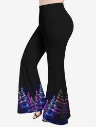 Plus Size Glitter Ombre Christmas Tree Galaxy Print Flare Pants -  