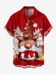 Chemise Imprimé Élément de Noël à Lumière Grande Taille avec Poche - Rouge M