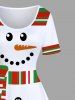 Christmas Snowman Plaid Scarf Print Plus Size Matching Outfit For Couples -  