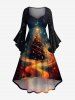 Christmas Tree Ball Galaxy Star Light Beam Glitter 3D Print Plus Size Matching Outfit For Couples -  