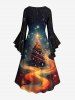 Christmas Tree Ball Galaxy Star Light Beam Glitter 3D Print Plus Size Matching Outfit For Couples -  