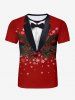 Tenue Trapèze à Motif Feuilles et Boule de Noël pour Couples de Flocons de Neige - Rouge 