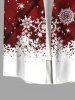 Plus Size Christmas Snowflake Star Colorblock Plaid Glitter 3D Print Buttons Pocket Shirt For Men -  