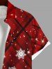 Plus Size Christmas Snowflake Star Colorblock Plaid Glitter 3D Print Buttons Pocket Shirt For Men -  