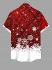 Plus Size Christmas Snowflake Star Colorblock Plaid Glitter 3D Print Buttons Pocket Shirt For Men -  
