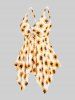 Maillot de Bain Tankini Mouchoir Courbe Sanglé à Imprimé Tournesol de Grande Taille à Volants - Jaune 2X