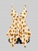 Maillot de Bain Tankini Mouchoir Courbe Sanglé à Imprimé Tournesol de Grande Taille à Volants - Jaune 5X