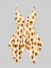 Maillot de Bain Tankini Mouchoir Courbe Sanglé à Imprimé Tournesol de Grande Taille à Volants - Jaune 5X