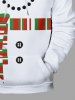 Plus Size Christmas Snowman Plaid Scarf Print Pocket Drawstring Pullover Long Sleeves Hoodie For Men -  