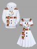 Sweat à Capuche de Noël Echarpe Imprimé à Carreaux et Bonhomme de Neige de Grande Taille avec Poche - Blanc 4XL