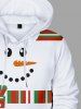Plus Size Christmas Snowman Plaid Scarf Print Pocket Drawstring Pullover Long Sleeves Hoodie For Men -  