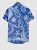 Chemise Boutonnée Imprimé Flocon de Neige de Noël avec Poche Grande Taille pour Homme - Bleu XL