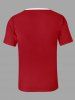 T-shirt 3D Père Noël en Couleur de Bonbon Imprimé en Laine Grande Taille - Rouge XL