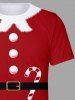 T-shirt 3D Père Noël en Couleur de Bonbon Imprimé en Laine Grande Taille - Rouge XL