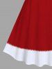 Robe Vintage Père Noël Bonbon Imprimé de Grande Taille à Ourlet en Laine - Rouge foncé 5X