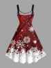 Plus Size Christmas Snowflake Star Colorblock Plaid Glitter 3D Print Tank Dress -  