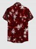 Chemise de Noël Teintée Flocon de Neige Imprimé avec Poche de Grande Taille - Rouge foncé 3XL