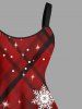 Plus Size Christmas Snowflake Star Colorblock Plaid Glitter 3D Print Tank Dress -  