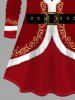 Plus Size Christmas Santa Claus Bowknot Floral Trim Belt 3D Print T-shirt -  