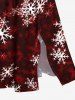 Robe Mi-Longue Fendue Flocon de Neige de Noël Imprimé de Grande Taille - Rouge 5X