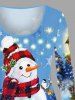 Plus Size Christmas Tree Light Snowman Snowflake Gift Box Glitter 3D Print T-shirt -  