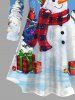 Plus Size Christmas Tree Light Snowman Snowflake Gift Box Glitter 3D Print T-shirt -  