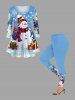 Plus Size Christmas Tree Light Snowman Snowflake Gift Box Glitter 3D Print T-shirt -  