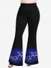 Plus Size Christmas Elk Star Glitter 3D Print Flare Pants -  