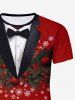 Ensemble T-shirt Imprimé Feuilles et Flocon de Neige Drôle de Noël Grande Taille pour Homme - Rouge XS