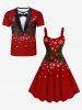 Plus Size Christmas Ball Holly Leaf Snowflake Suit Pattern Print Ugly Funny T-shirt For Men -  