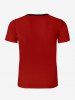 Ensemble T-shirt Imprimé Feuilles et Flocon de Neige Drôle de Noël Grande Taille pour Homme - Rouge 7XL