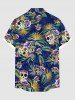 Hawaii Plus Size Turn-down Collar Skulls Coconut Tree Leaf Flower Print Button Pocket Shirt For Men -  