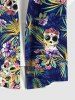 Hawaii Plus Size Turn-down Collar Skulls Coconut Tree Leaf Flower Print Button Pocket Shirt For Men -  
