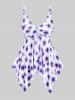 Handkerchief Sunflower Print Cinched Plus Size & Curve Modest Tankini  Swimsuit -  