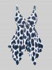 Handkerchief Sunflower Print Cinched Plus Size & Curve Modest Tankini  Swimsuit -  