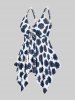 Handkerchief Sunflower Print Cinched Plus Size & Curve Modest Tankini  Swimsuit -  