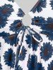 Handkerchief Sunflower Print Cinched Plus Size & Curve Modest Tankini  Swimsuit -  