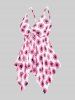 Handkerchief Sunflower Print Cinched Plus Size & Curve Modest Tankini  Swimsuit -  