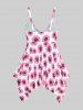 Handkerchief Sunflower Print Cinched Plus Size & Curve Modest Tankini  Swimsuit -  