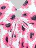 Handkerchief Sunflower Print Cinched Plus Size & Curve Modest Tankini  Swimsuit -  