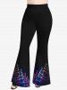 Plus Size Glitter Ombre Christmas Tree Galaxy Print Flare Pants -  