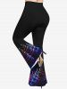 Plus Size Glitter Ombre Christmas Tree Galaxy Print Flare Pants -  