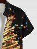 Chemise avec Boutons à Imprimé Sapin de Noël Brillant Coloré et Poche Grande-Taille pour Hommes - Noir M