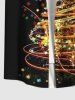 Chemise avec Boutons à Imprimé Sapin de Noël Brillant Coloré et Poche Grande-Taille pour Hommes - Noir M