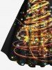 Robe Ligne A Sapin de Noël Brillant Coloré Imprimé de Grande Taille - Noir 5X