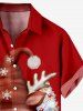 Chemise Imprimé Élément de Noël à Lumière Grande Taille avec Poche - Rouge 2XL