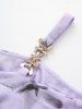 Haut Floral Imprimé Tordu de Grande Taille à Ourlet en Dentelle - Pourpre  2X | US 18-20